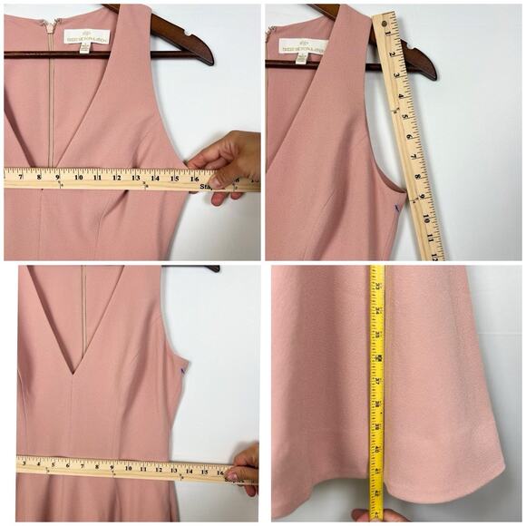 Dress the Population Blush Pink Midi Dress S Sleeveless V Neck Fit Flare - Picture 7 of 11
